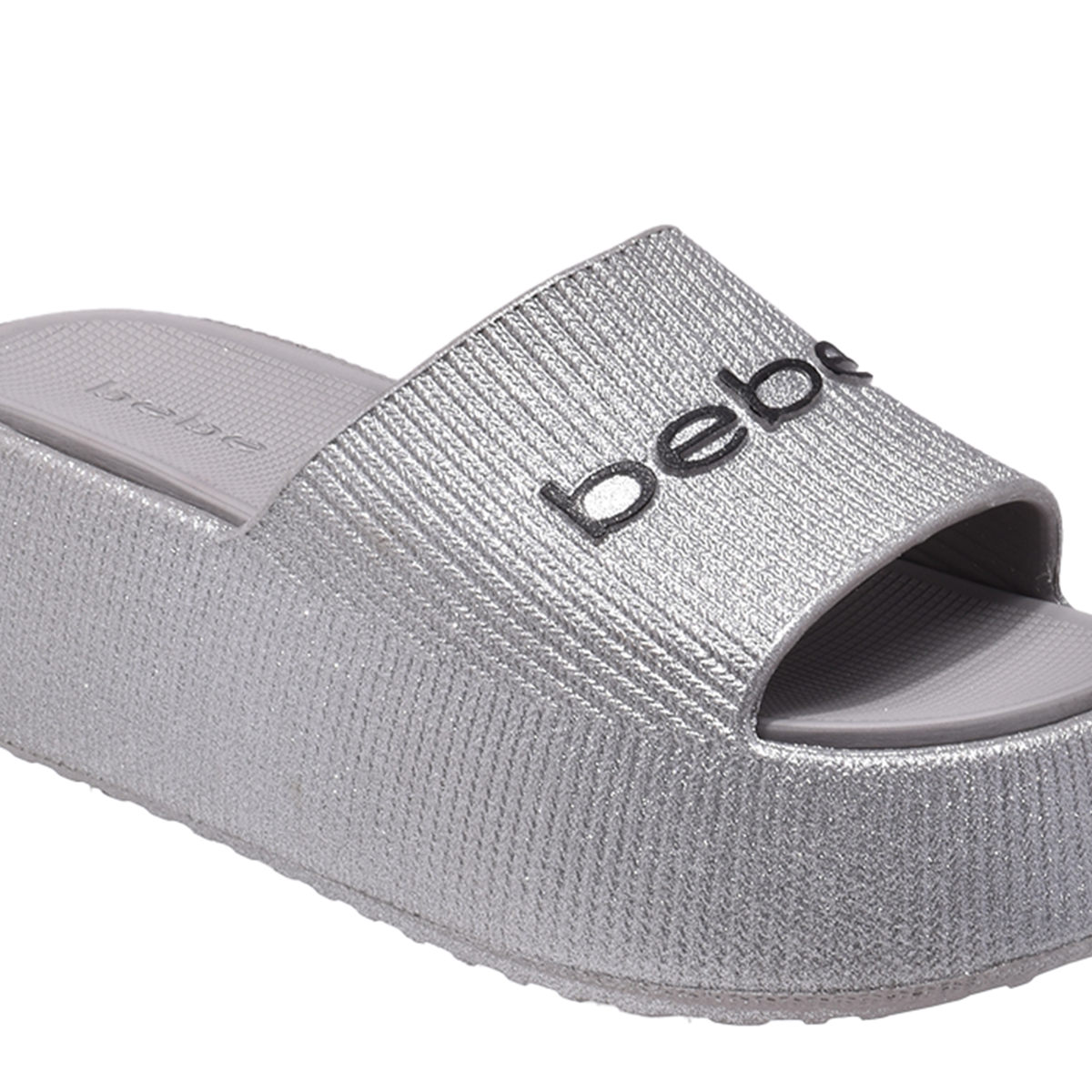 bebe Ploffy Women Slide-23215-ShinySolver Glitter