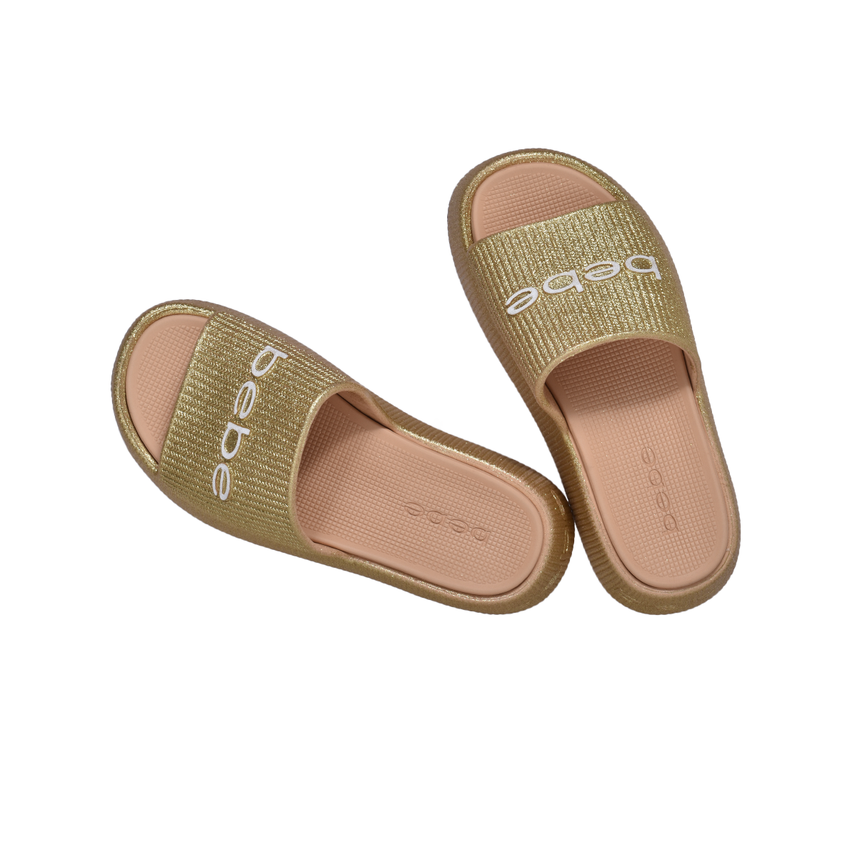 bebe Ploffy Women Slide-23215-ShinyGold Glitter