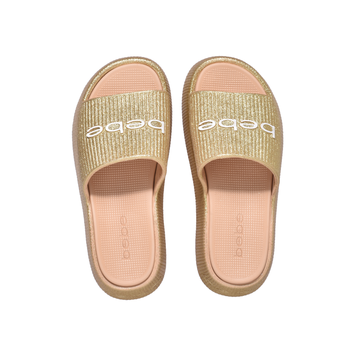 bebe Ploffy Women Slide-23215-ShinyGold Glitter
