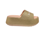 bebe Ploffy Women Slide-23215-ShinyGold Glitter