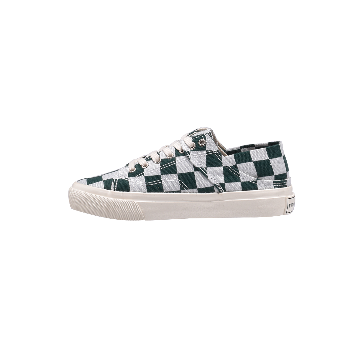 TTWN Bear Low-Top Green Checkered Canvas Shoes