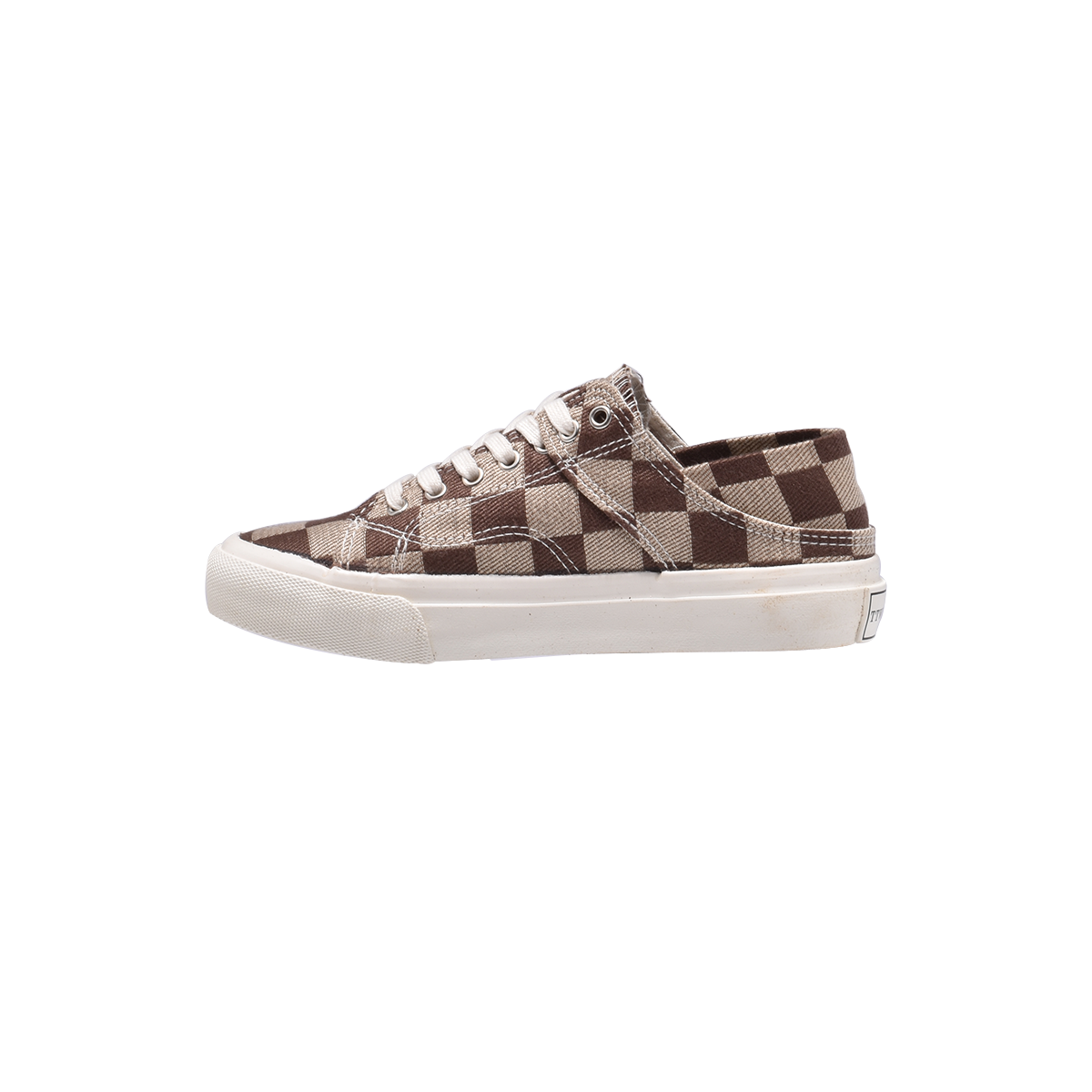 TTWN Bear Low-Top Brown Checkered Canvas Shoes