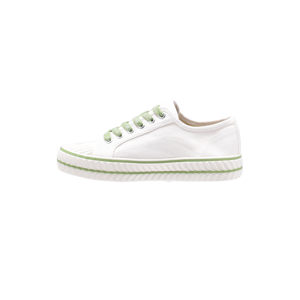 TTWN BEAR Low-Top White Canvas Green TTWN Lettering / Bear Shoes