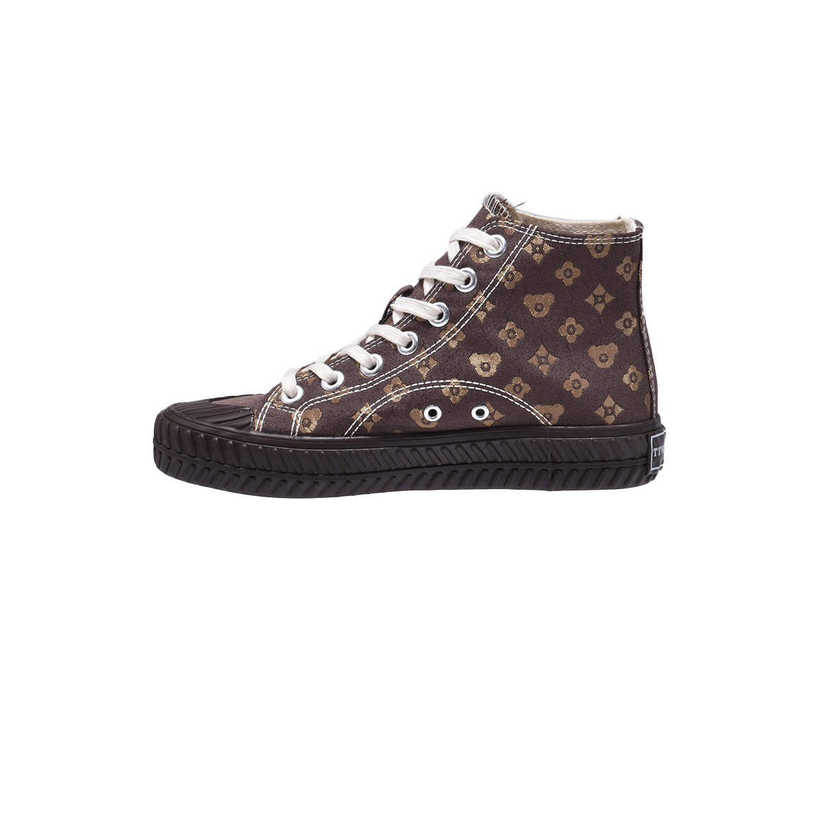 TTWN Bear High-Top Coffee-Colored Star Pattern Canvas Bear Shoes