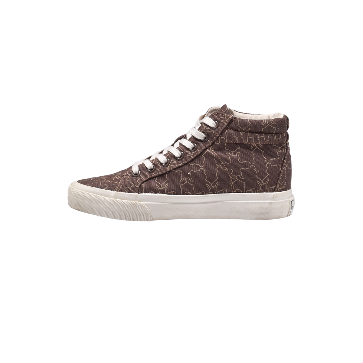 TTWN Bear High-Top Brown Canvas Bear Pattern Shoes