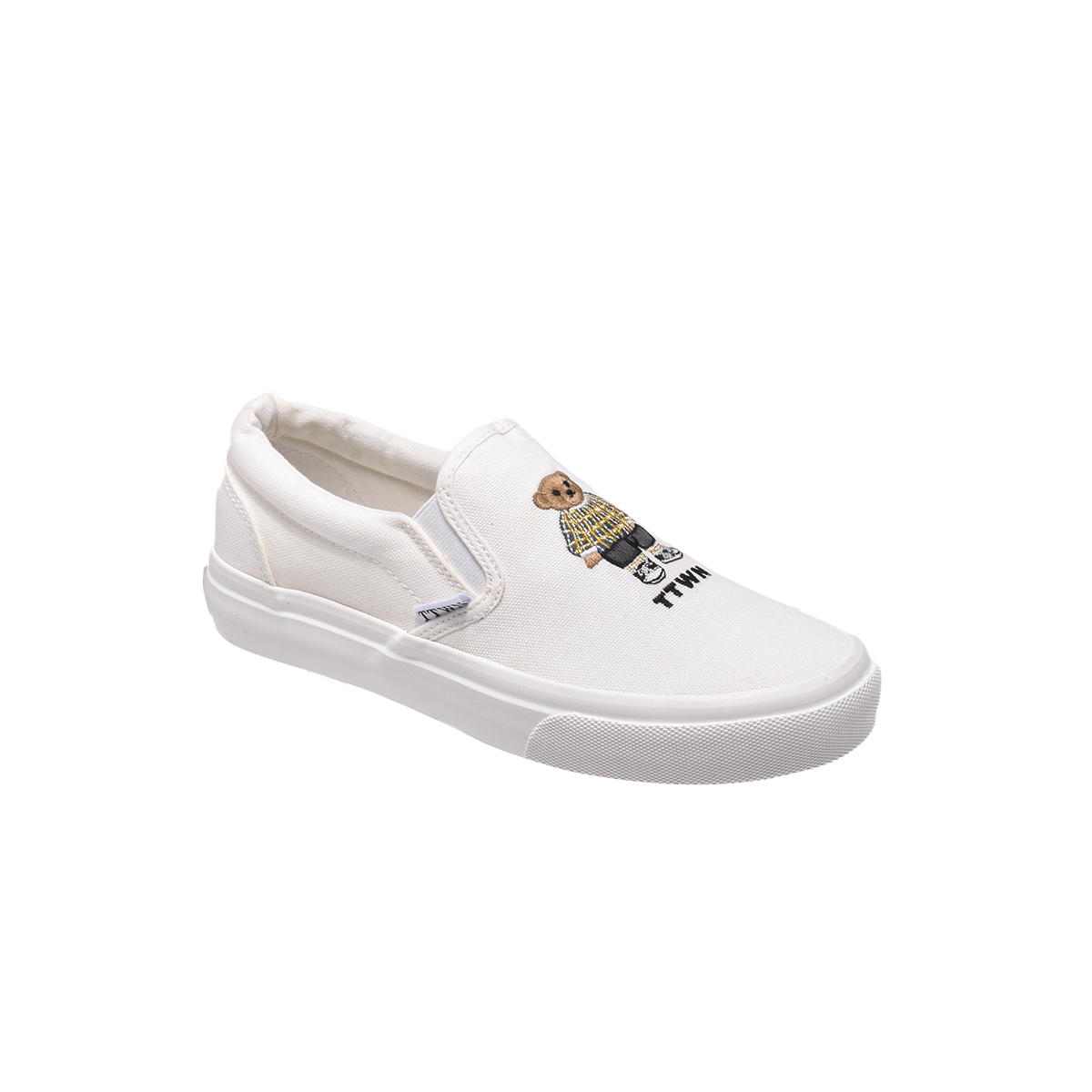 TTWN Bear Slip-On White Canvas Top Bear Head Shoes