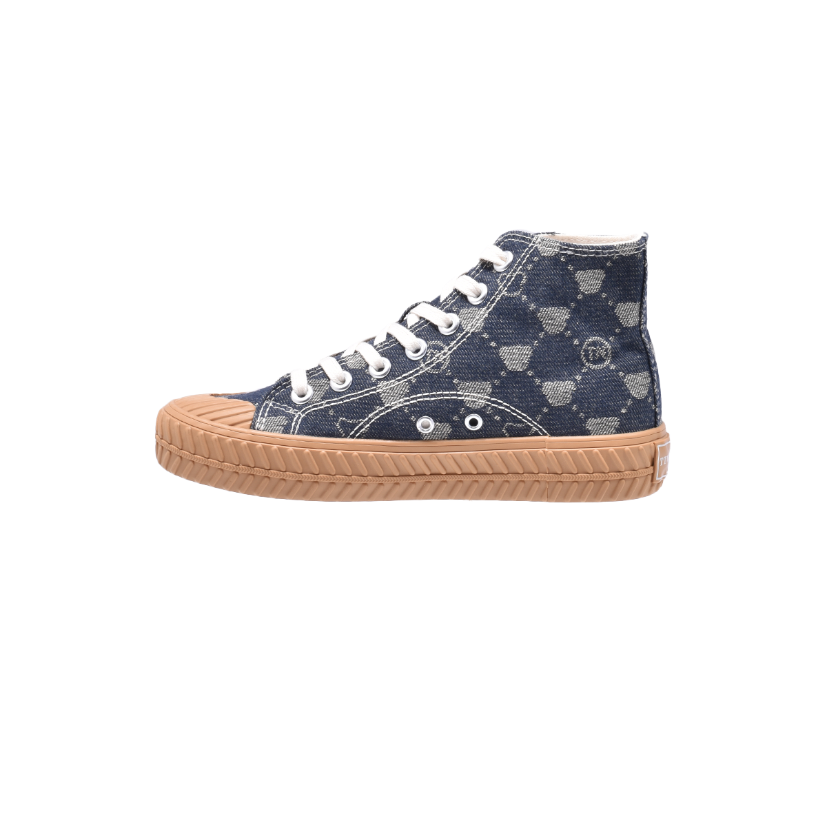 TTWN BEAR High-Top Royal Blue Denim Canvas Big-Eared Bear Pattern Shoes