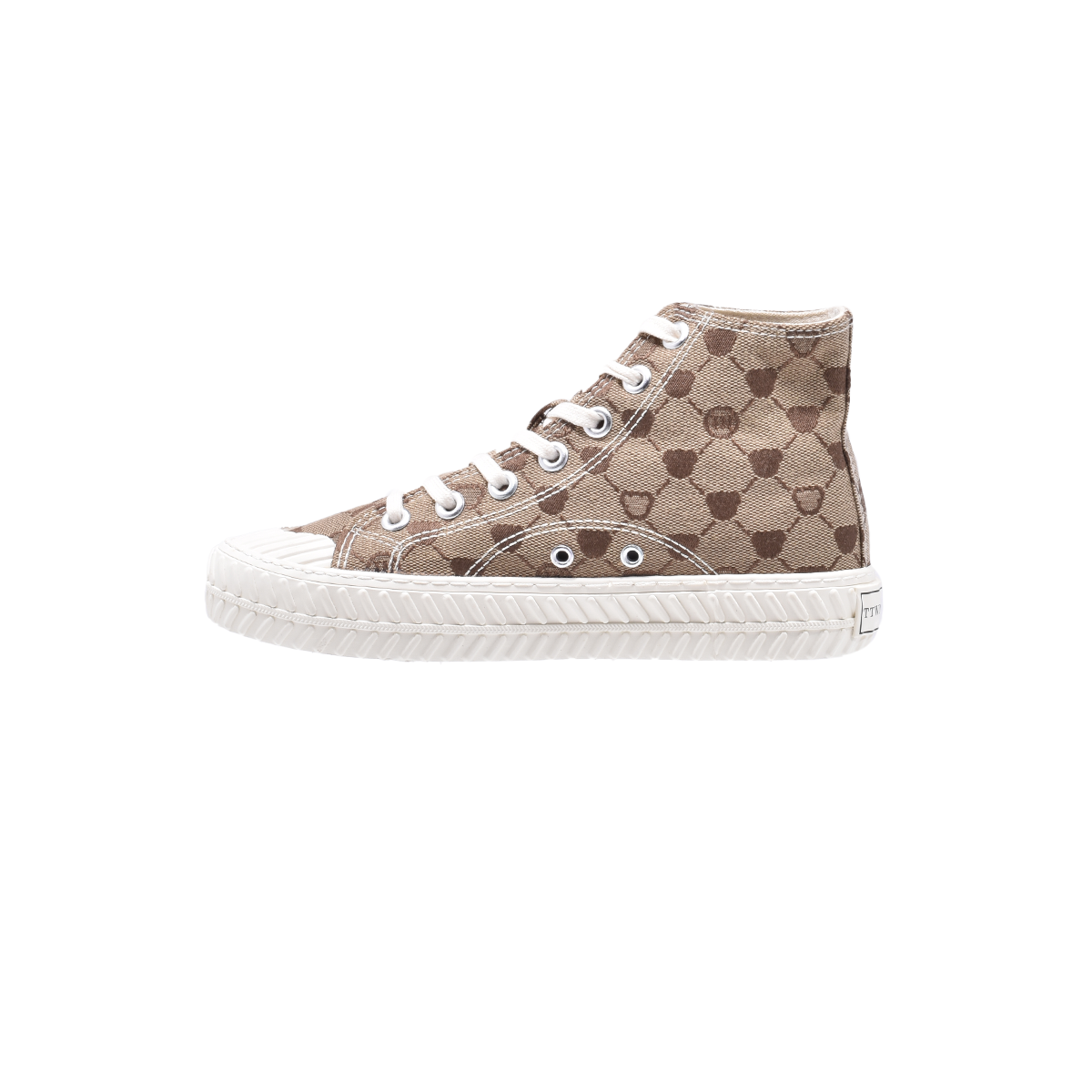 TTWN BEAR High-Top Coffee Abstract Big-Eared Bear Pattern Shoes