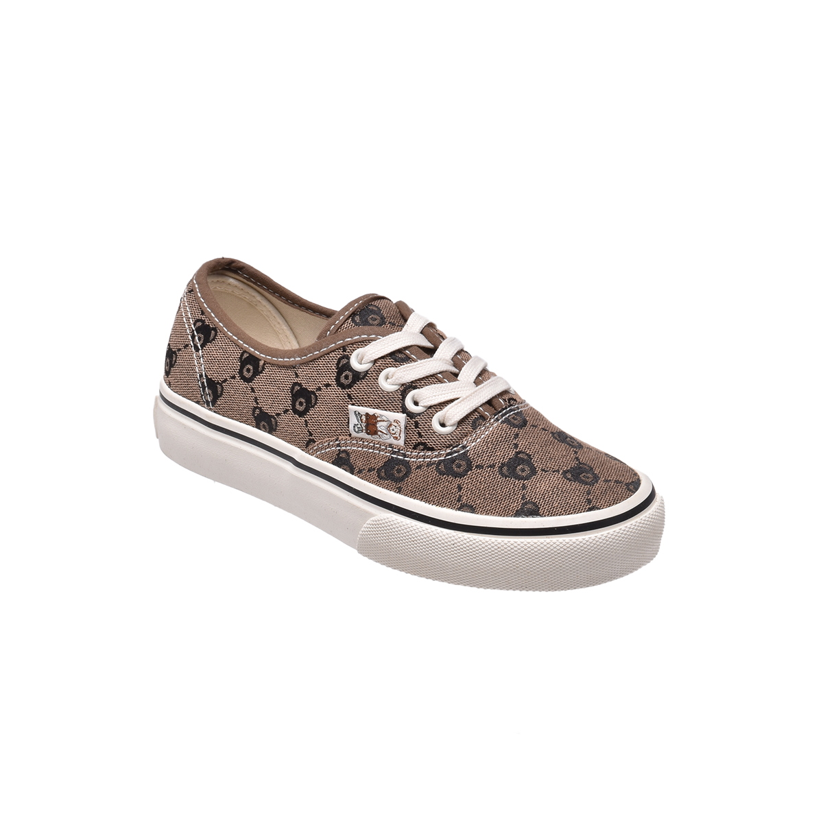 TTWN Bear Low-Top Dark Coffee Big-Eared Bear Pattern Shoes