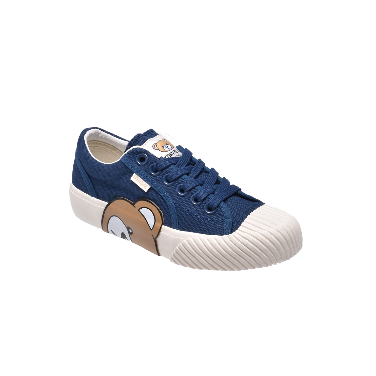 TTWN Bear Low-Top Dark Blue Canvas Side Bear Head Biscuit Shoes