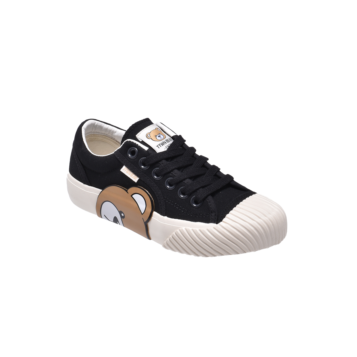 TTWN Bear Low-Top Black Canvas Biscuit Bear Shoes