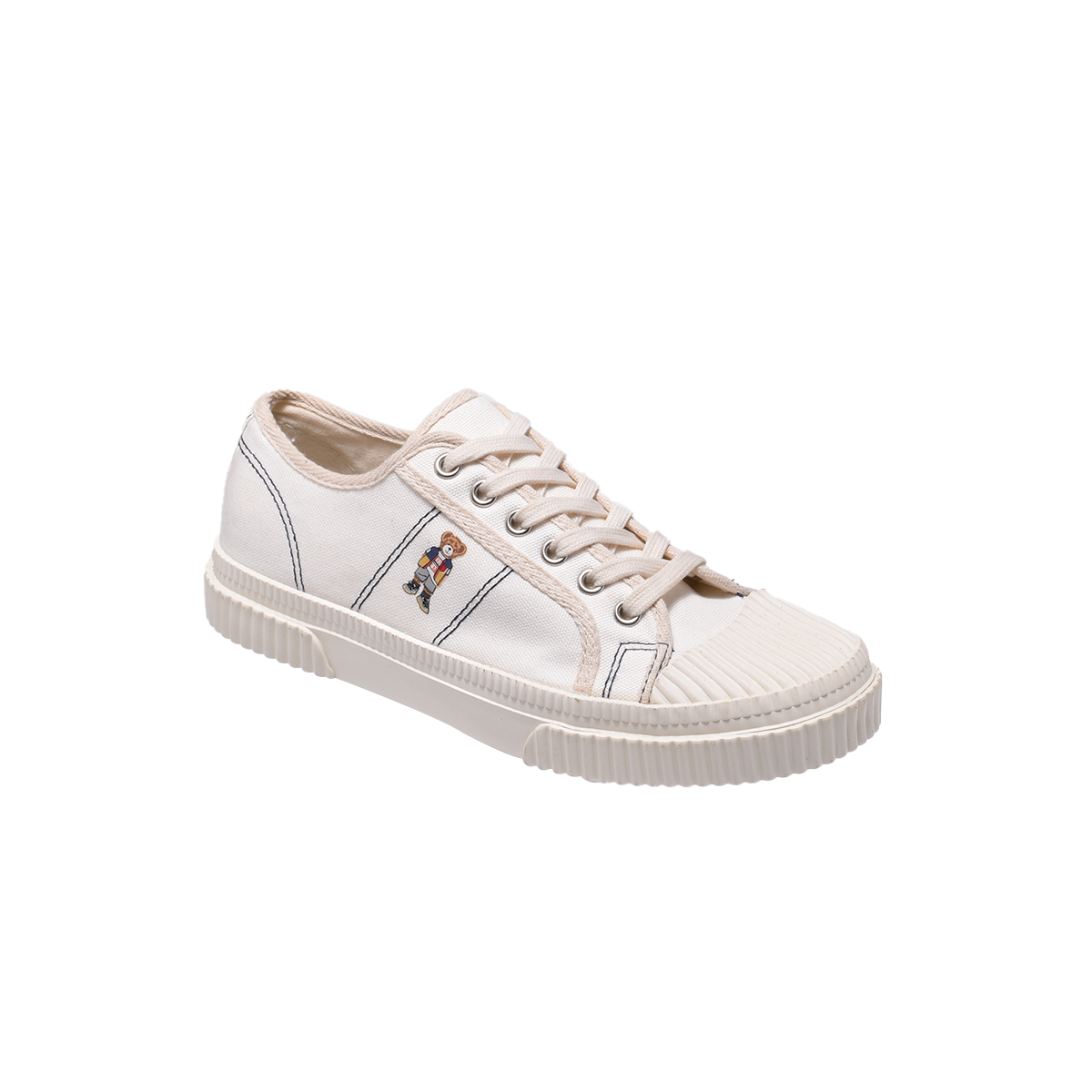 TTWN Bear Low-Top White Canvas Side Bear Shoes