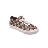 TTWN Bear Low-Top Brown Checkered Canvas Shoes