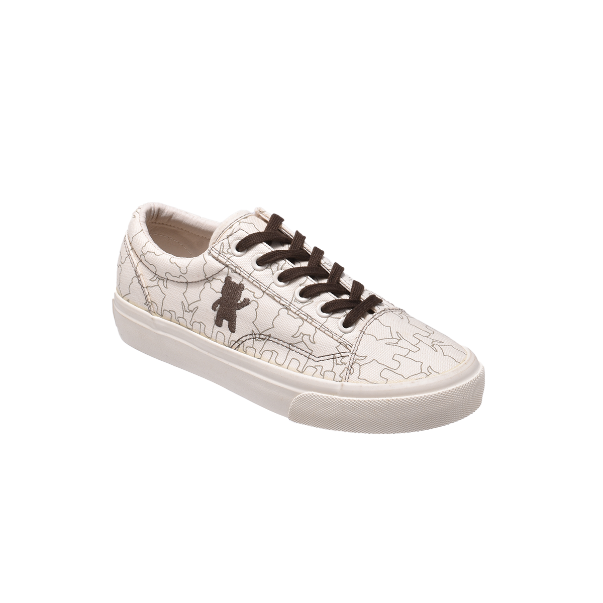 TTWN Bear Low-Top Off-White Bear Pattern Canvas Shoes