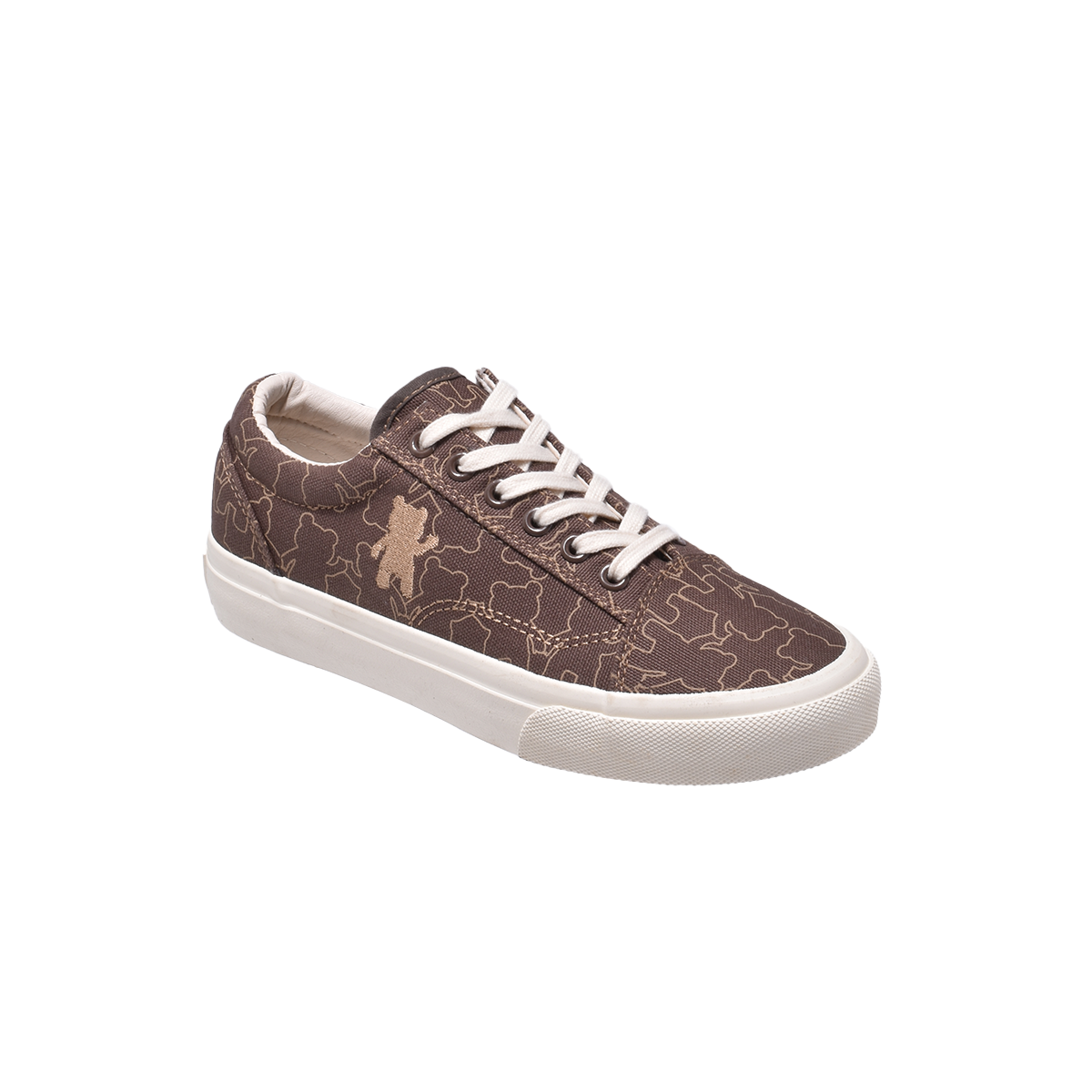 TTWN Bear Low-Top Brown Bear Pattern Canvas Bear Pattern Shoes
