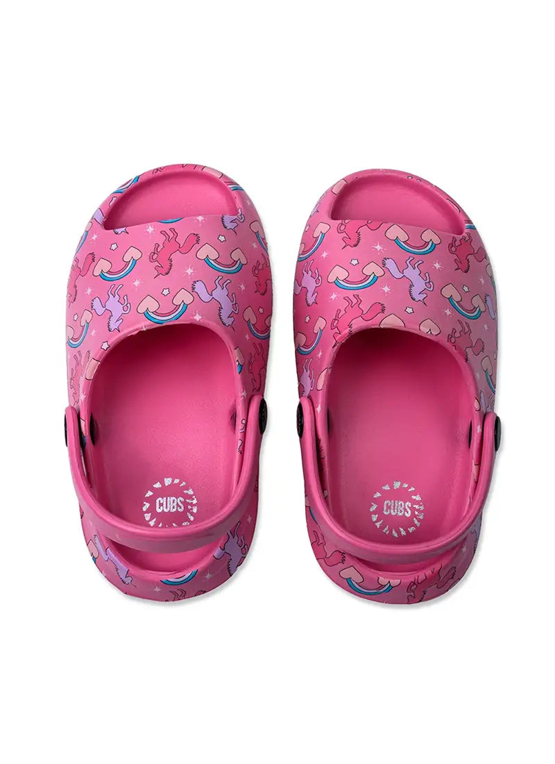 Cubs Open Toe Pink Unicorn & Rainbows
