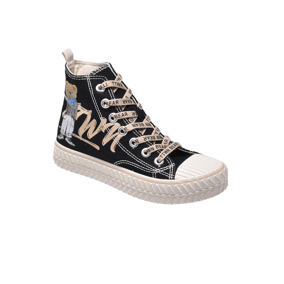 TTWN Bear High-Top Black Canvas Bear Shoes