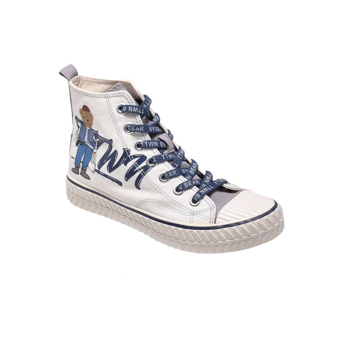 TTWN Bear High-Top White Canvas Black Laces & Bear Shoes