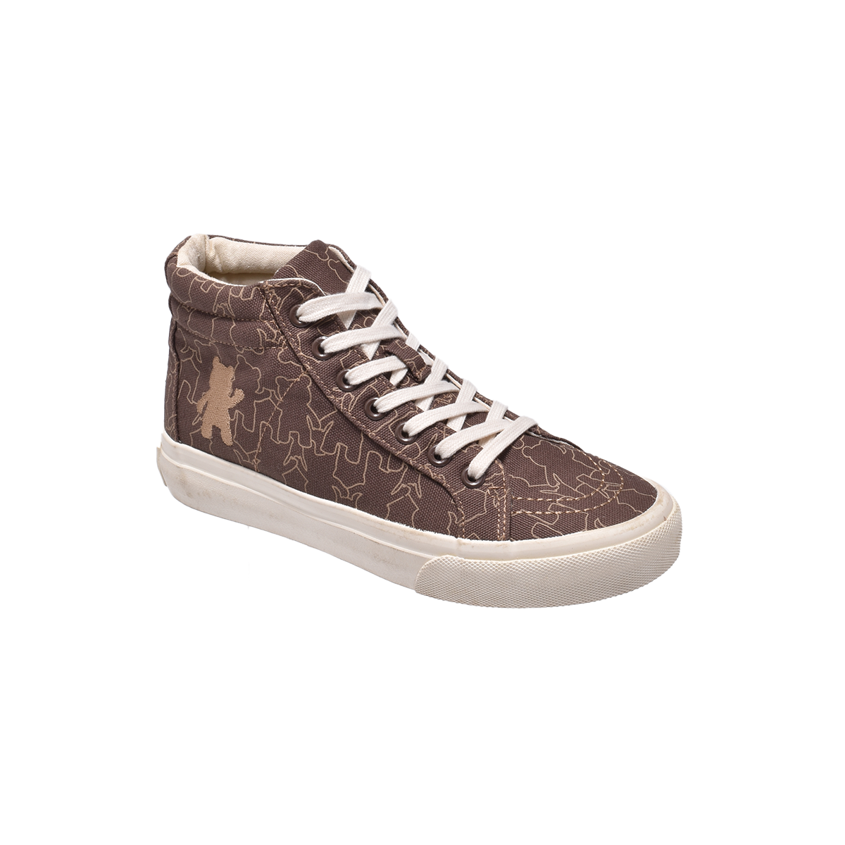 TTWN Bear High-Top Brown Canvas Bear Pattern Shoes