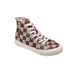 TTWN Bear High-Top Coffee & Brown Checkered Canvas Shoes