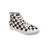 TTWN Bear High-Top Black & White Checkered Canvas Shoes