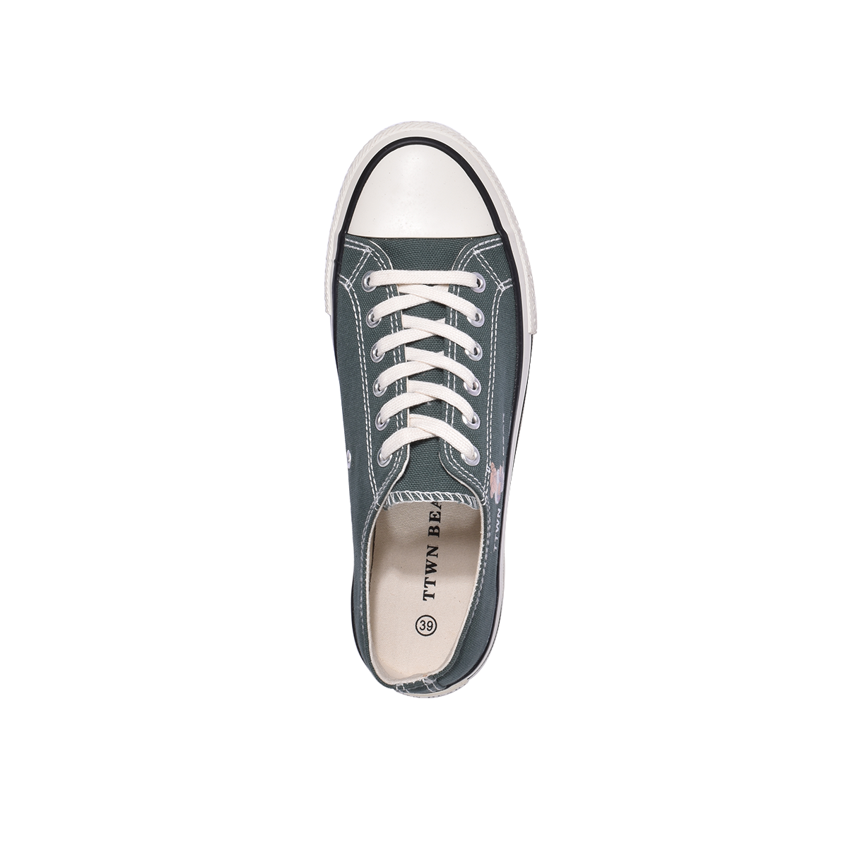 TTWN Bear Low-Top Green Canvas TTWN Bear Lettering & Side Bear Shoes