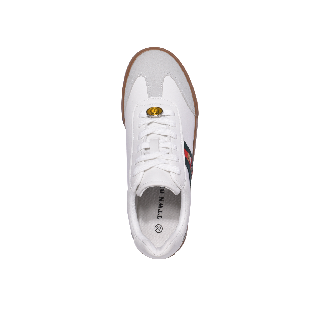 TTWN Bear Low-Top Off-White Stripe Design Casual Shoes
