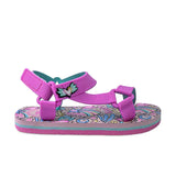 Girls’ sandal with heart and rainbow prints.