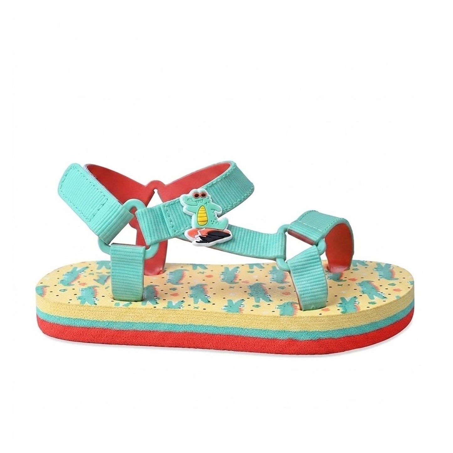 Cubs Youth boys’ sandal with a surfing croc print