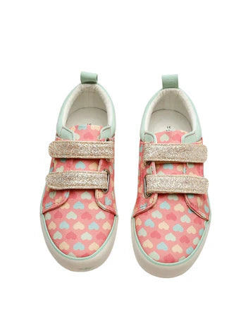 Cubs Pink Hearts Double Strap Sneaker Kids