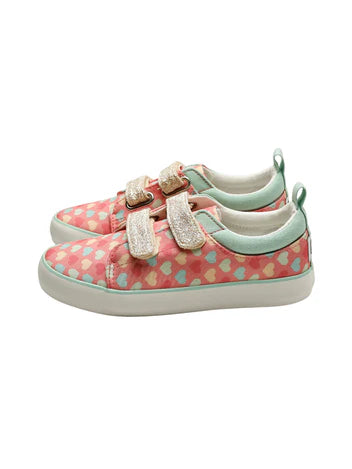 Cubs Pink Hearts Double Strap Sneaker Kids