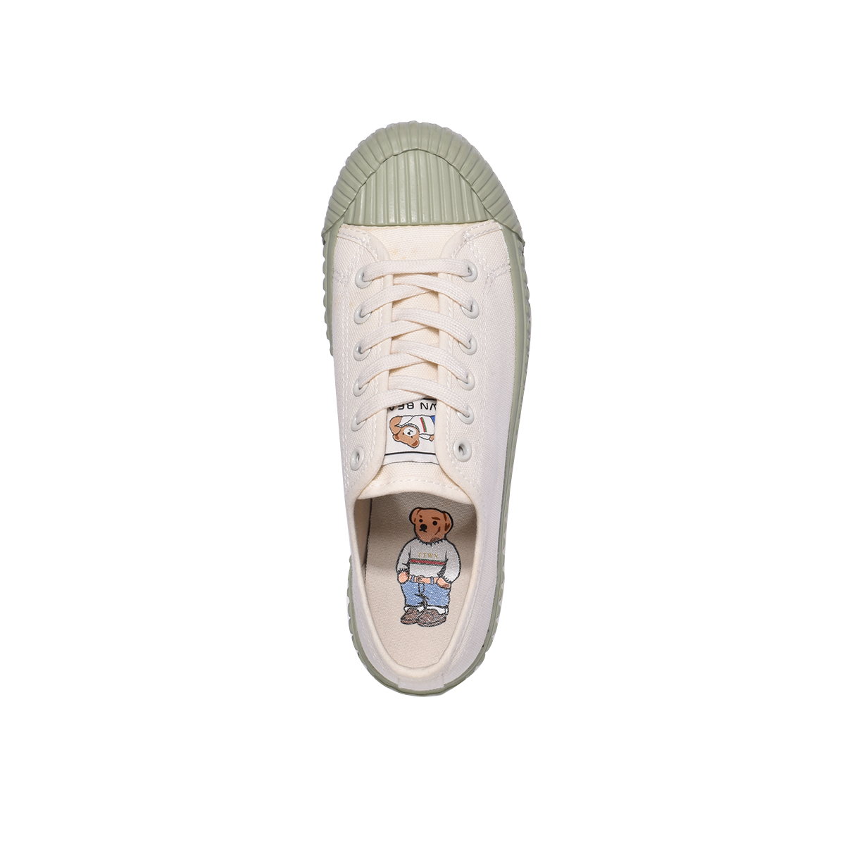 TTWN Bear Low-Top Mustard Green Canvas Biscuit Shoes