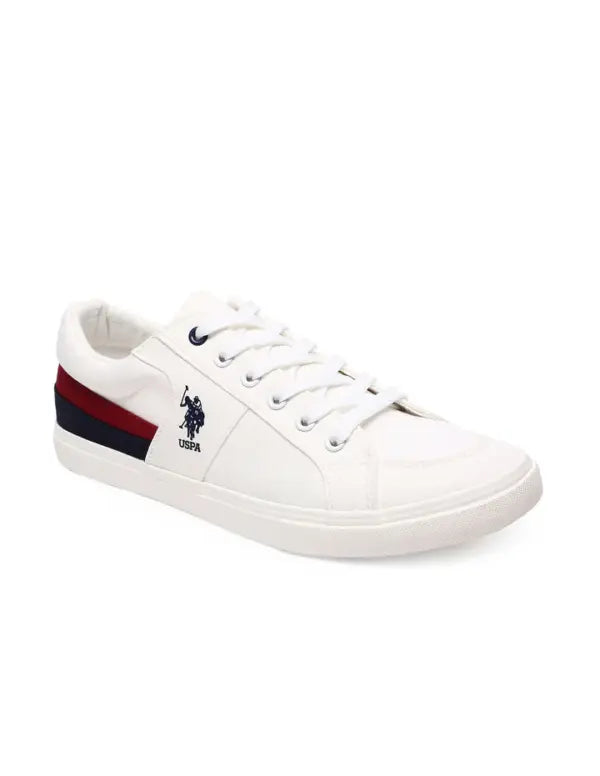 US Polo Men Contrast Stripe Canvas Clarkin Sneakers White