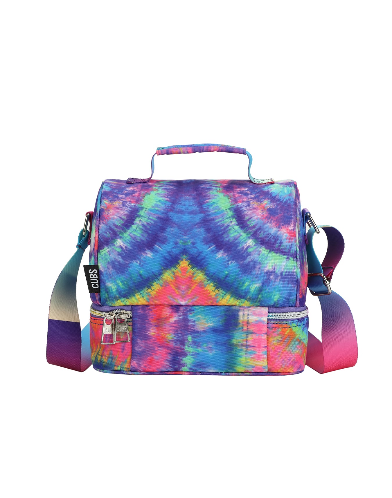 Cubs Blue and Purple tie dye High School Lunch Bag