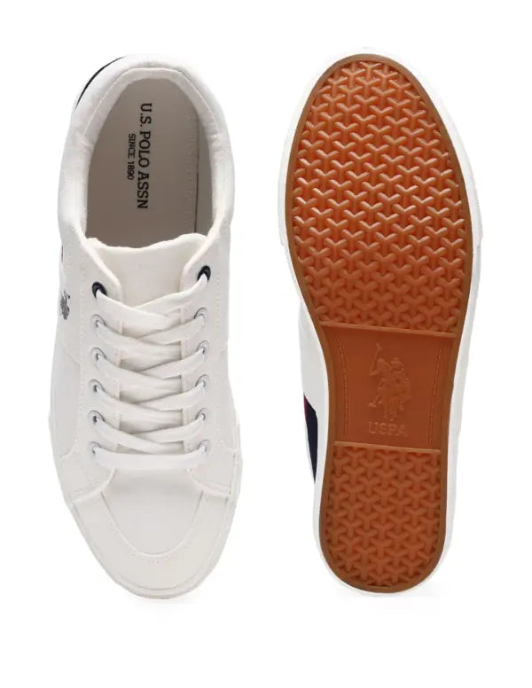 US Polo Men Contrast Stripe Canvas Clarkin Sneakers White