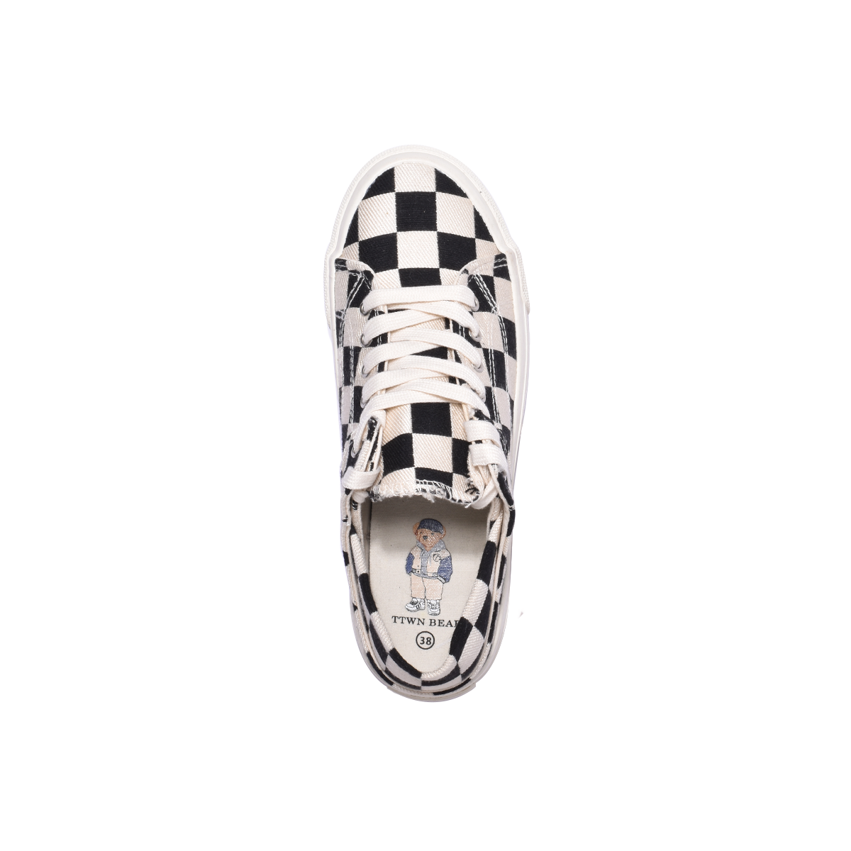 TTWN BEAR Low-Top Black/White Checkered Canvas Shoes