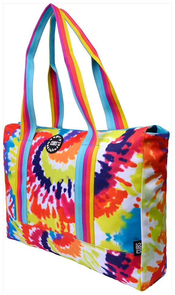 Cubs Happy Tie Dye Turquoise Double Face Tote Bag