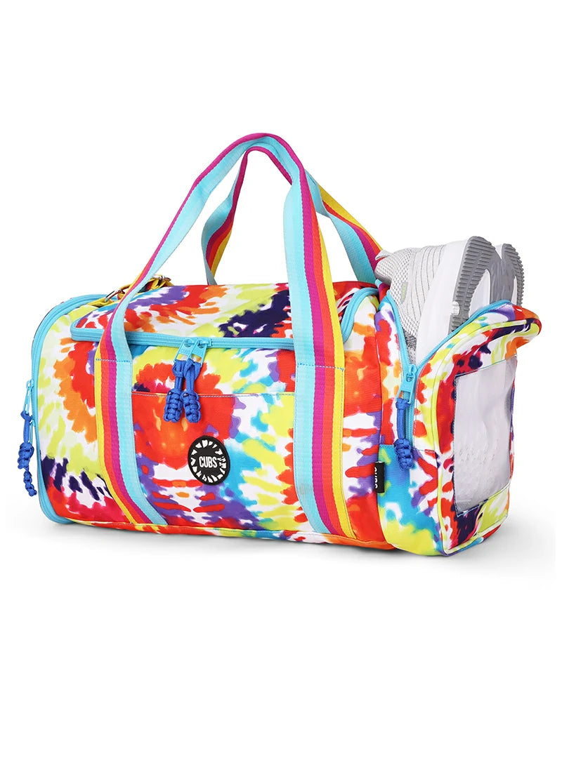 Cubs Happy Tie Dye two side Pocket Large Duffel bag