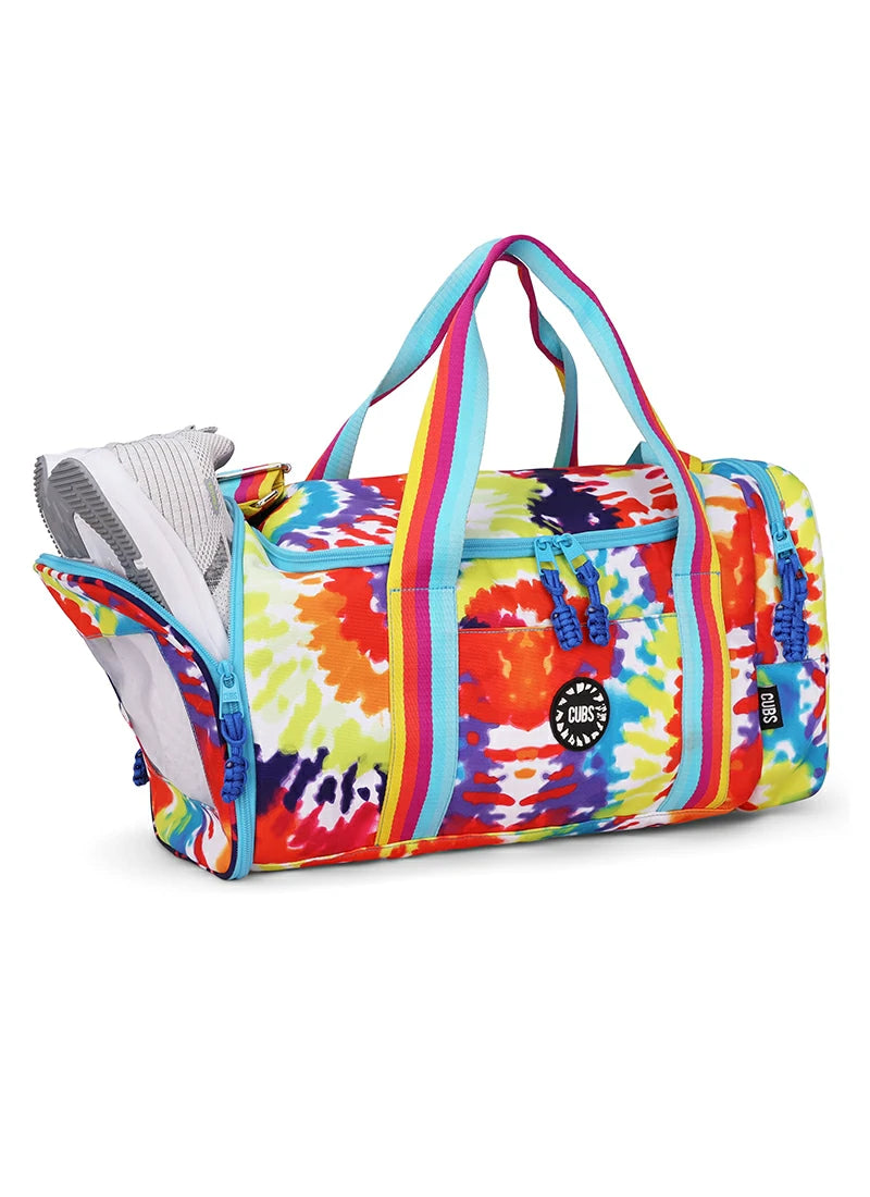 Cubs Happy Tie Dye two side Pocket Large Duffel bag