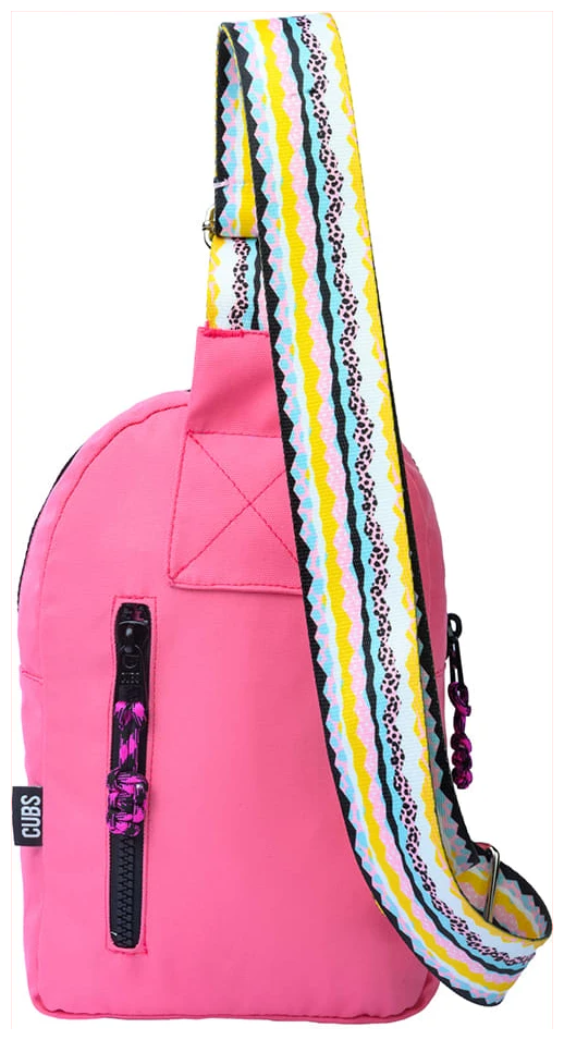 Cubs Pink/Black Sling Bag Zipper Pocket