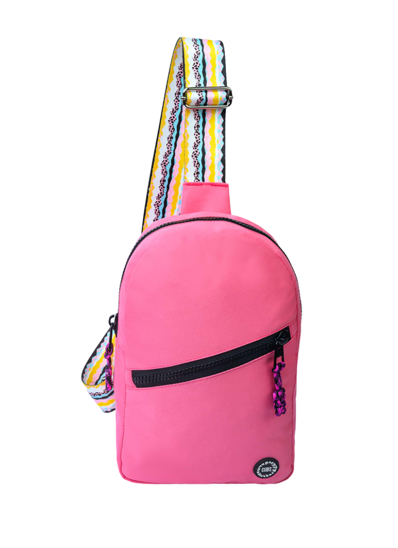 Cubs Pink/Black Sling Bag Zipper Pocket
