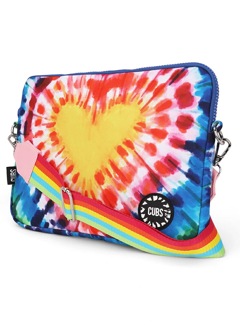 Cubs My Heart Is Tie Dye Laptop Bag With Strap 15 Inch