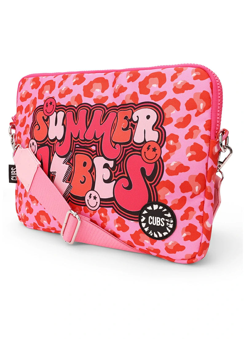 Cubs Summer Vibes Leopard Laptop Bag With Strap 13 Inch