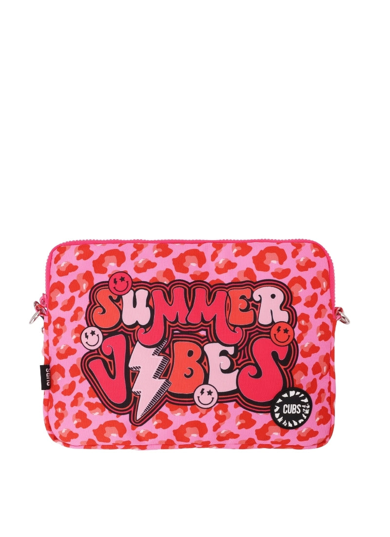 Cubs Summer Vibes Leopard Laptop Bag With Strap 15 Inch