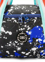 Cubs Blue Black Splashing Paint Duffel Bag one Side Pocket