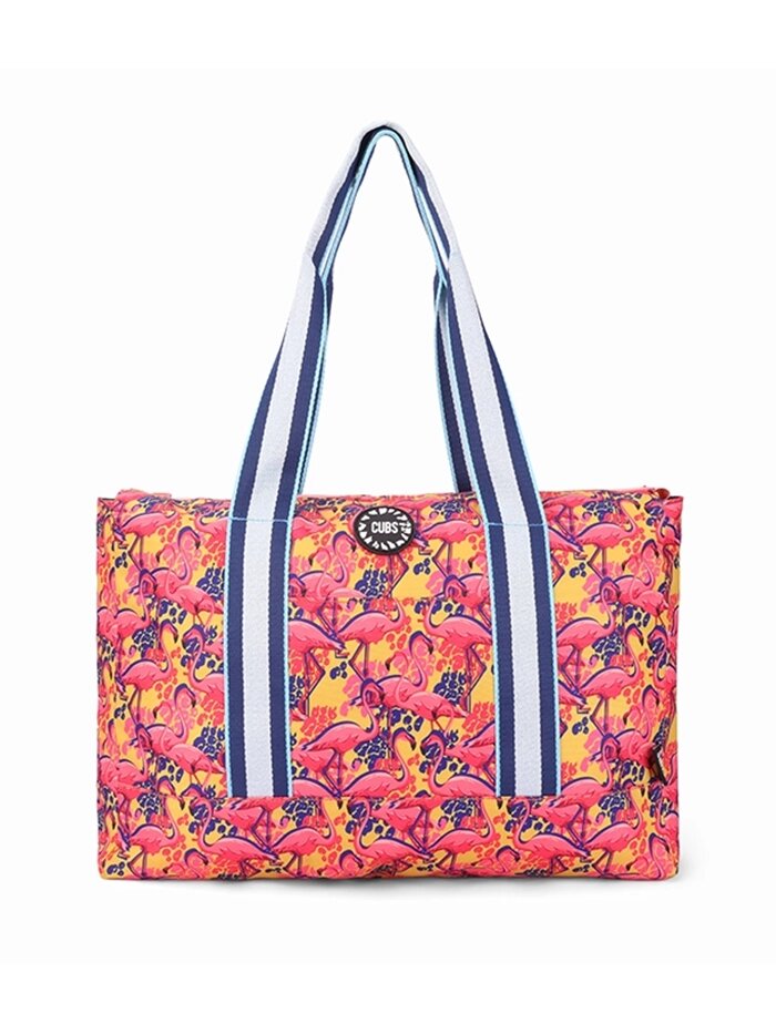 Cubs Swirls and Flamingos Double Face Tote Bag