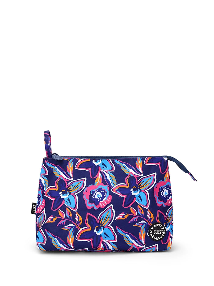 Cubs Navy Flowers Large Pouch
