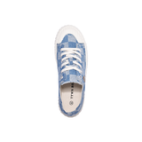 TTWN BEAR Low-Top Blue Checkered Denim Canvas Shoes