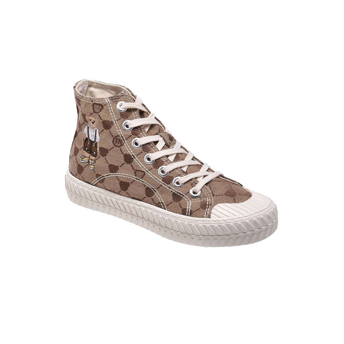 TTWN BEAR High-Top Coffee Abstract Big-Eared Bear Pattern Shoes