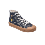 TTWN BEAR High-Top Royal Blue Denim Canvas Big-Eared Bear Pattern Shoes
